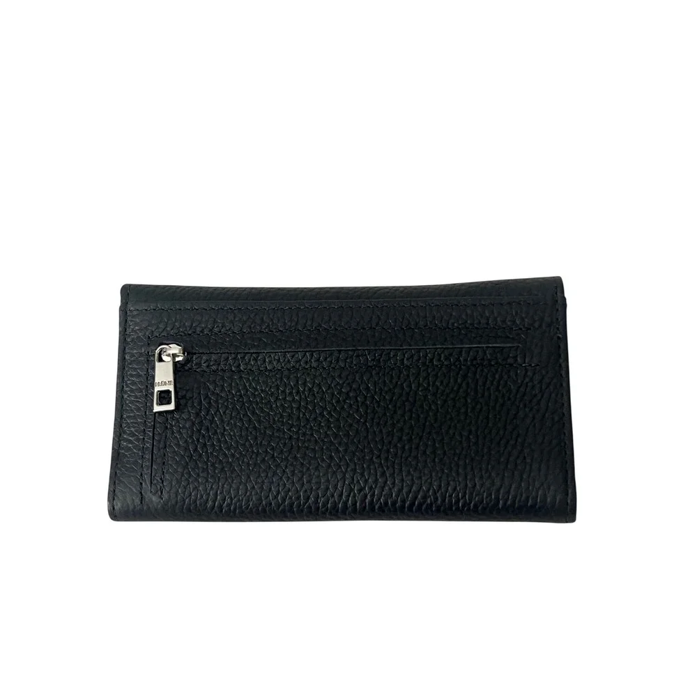 Prune Black Pebbled Leather Continental Wallet P101436F0 NWT